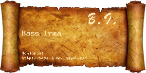 Bass Irma névjegykártya